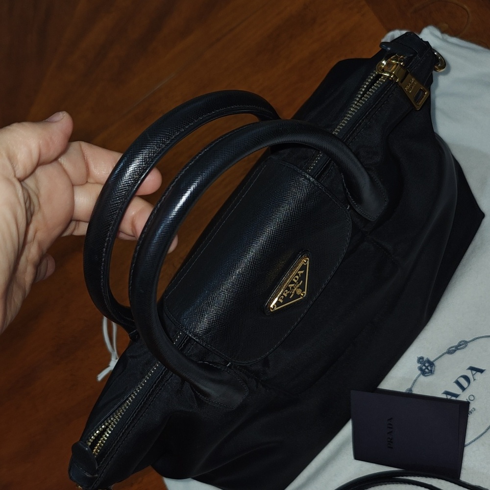 Prada Black Nylon And Leather Satchel Bag - Picture 8 of 17